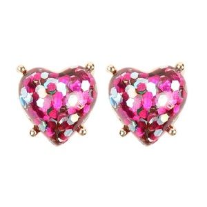 Heart Post Earrings Pink